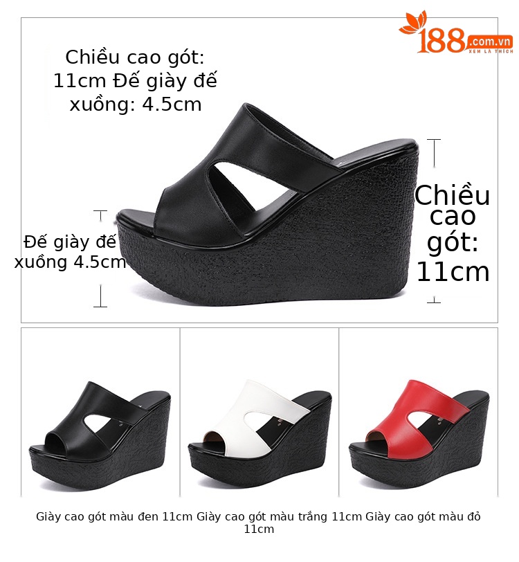Dép sandal cao gót đế xuồng siêu cao nữ mùa hè 2025 đế dày platform — Màu đen, Màu trắng, Màu đỏ chi tiết 5