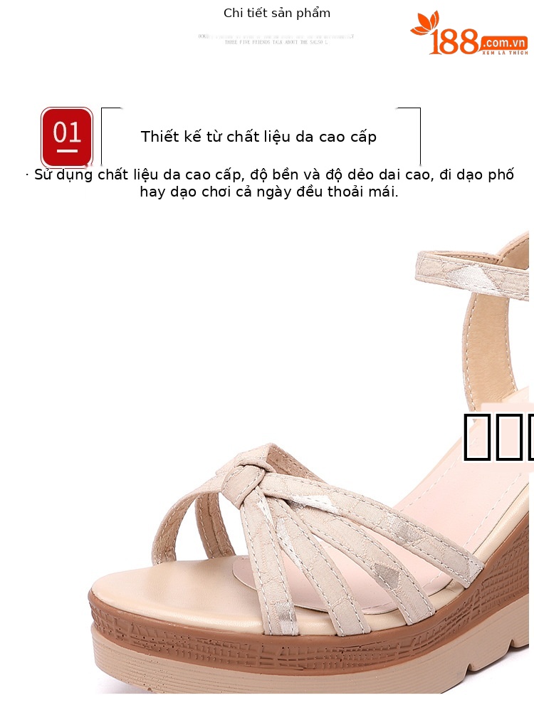 Sandal cao gót nêm nữ hở mũi đế dày chống thấm nước mùa hè 2025 — Màu đen, Màu xanh lá, Màu mơ chi tiết 7