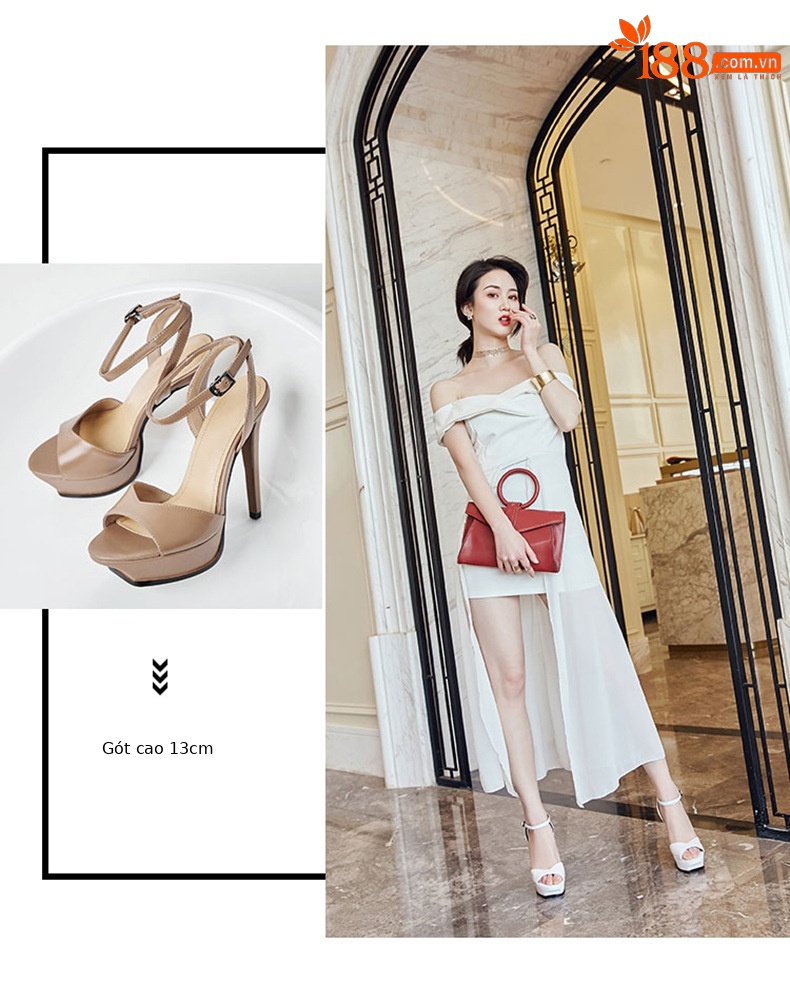 Sandal cao gót nữ da thật gót siêu cao 11 cm mũi hở quai mảnh thời trang — Màu đen cao gót 11cm chi tiết 9
