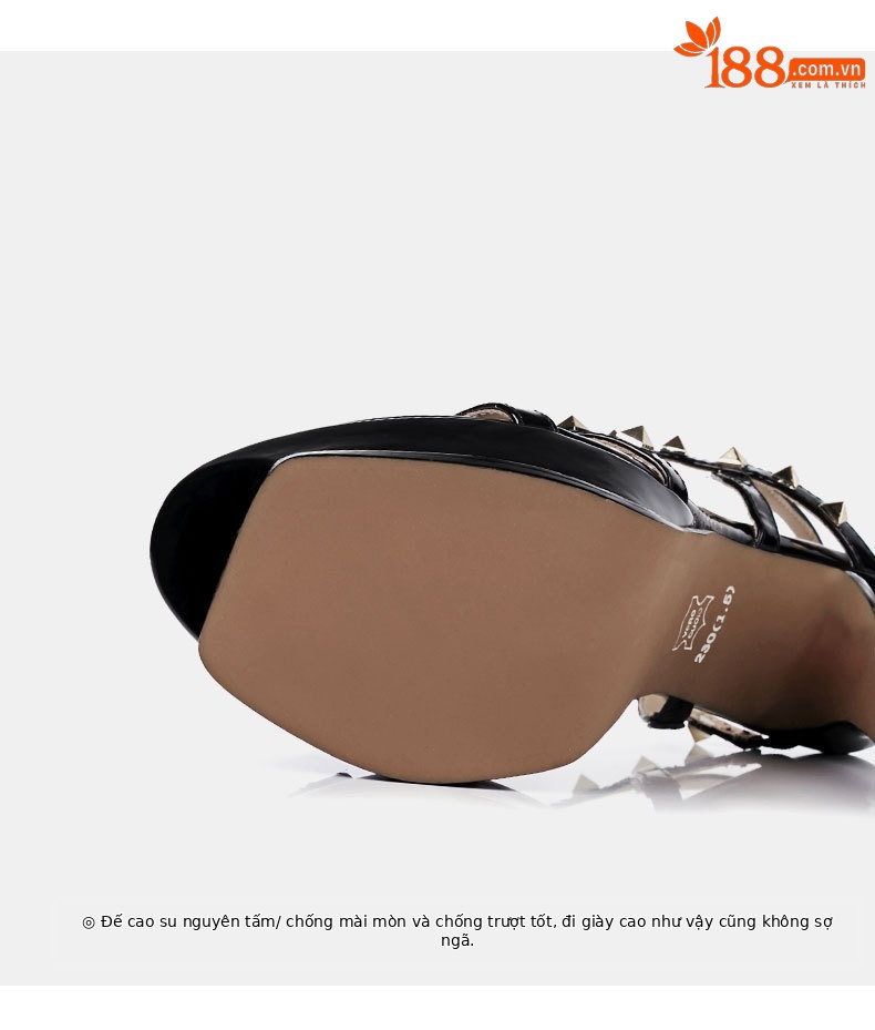 Sandal cao gót nữ hở mũi đinh tán gót 13 cm quai ngang — Cao gót 13 cm Màu mơ chi tiết 4