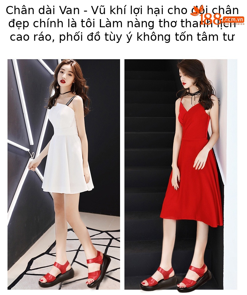 Dép sandal nữ đế xuồng platform dày, quai dán đa năng, hở mũi, gót trung bình, đế mềm — Màu đen, Màu trắng, Màu đỏ chi tiết 2