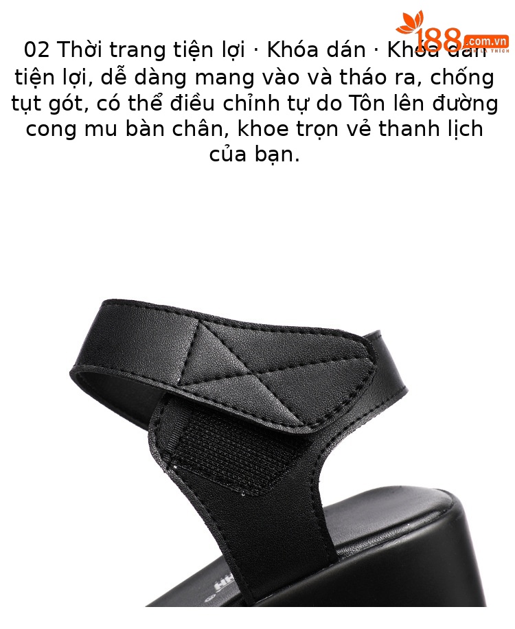 Sandal cao gót đế xuồng nữ hở mũi, gót 9 cm, đế dày platform — Màu đen, Màu trắng, Màu đỏ chi tiết 6