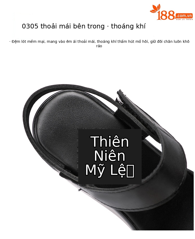 Sandal cao gót đế xuồng nữ hở mũi, gót 9 cm, đế dày platform — Màu đen, Màu trắng, Màu đỏ chi tiết 7