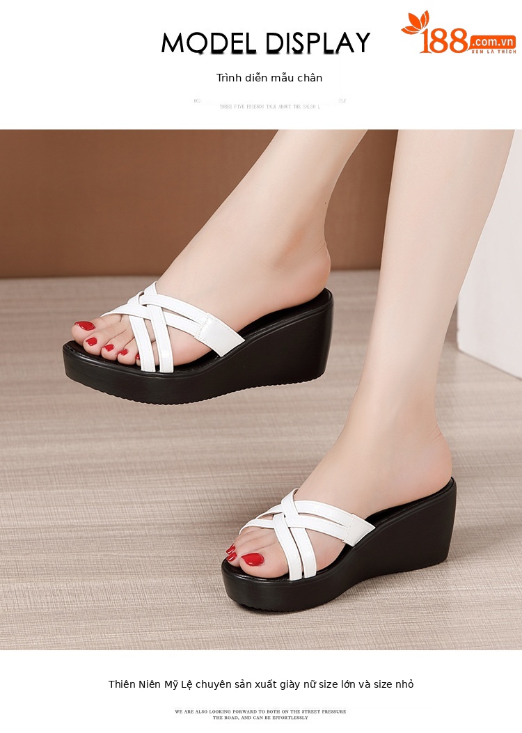 Dép sandal nữ đế xuồng cao trung bình 6 cm, quai chữ V, phong cách hè 2025 — Da sơn vàng 6cm, Da bóng đen, cao 6cm, Da bóng trắng, cao 6cm, Nhám đen 6cm chi tiết 11