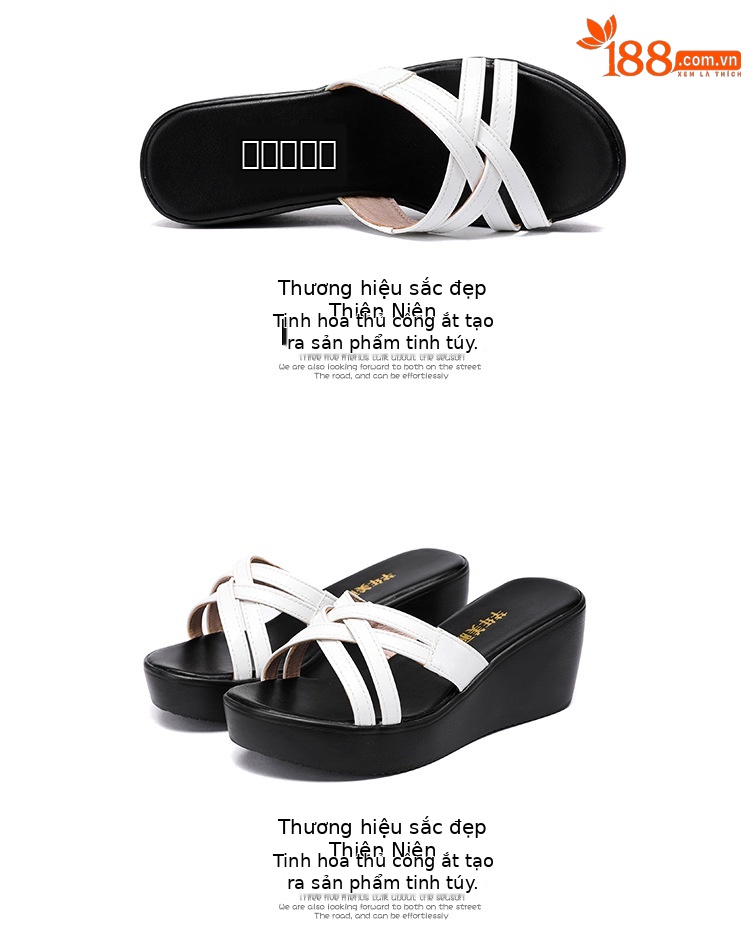 Dép sandal nữ đế xuồng cao trung bình 6 cm, quai chữ V, phong cách hè 2025 — Da sơn vàng 6cm, Da bóng đen, cao 6cm, Da bóng trắng, cao 6cm, Nhám đen 6cm chi tiết 18