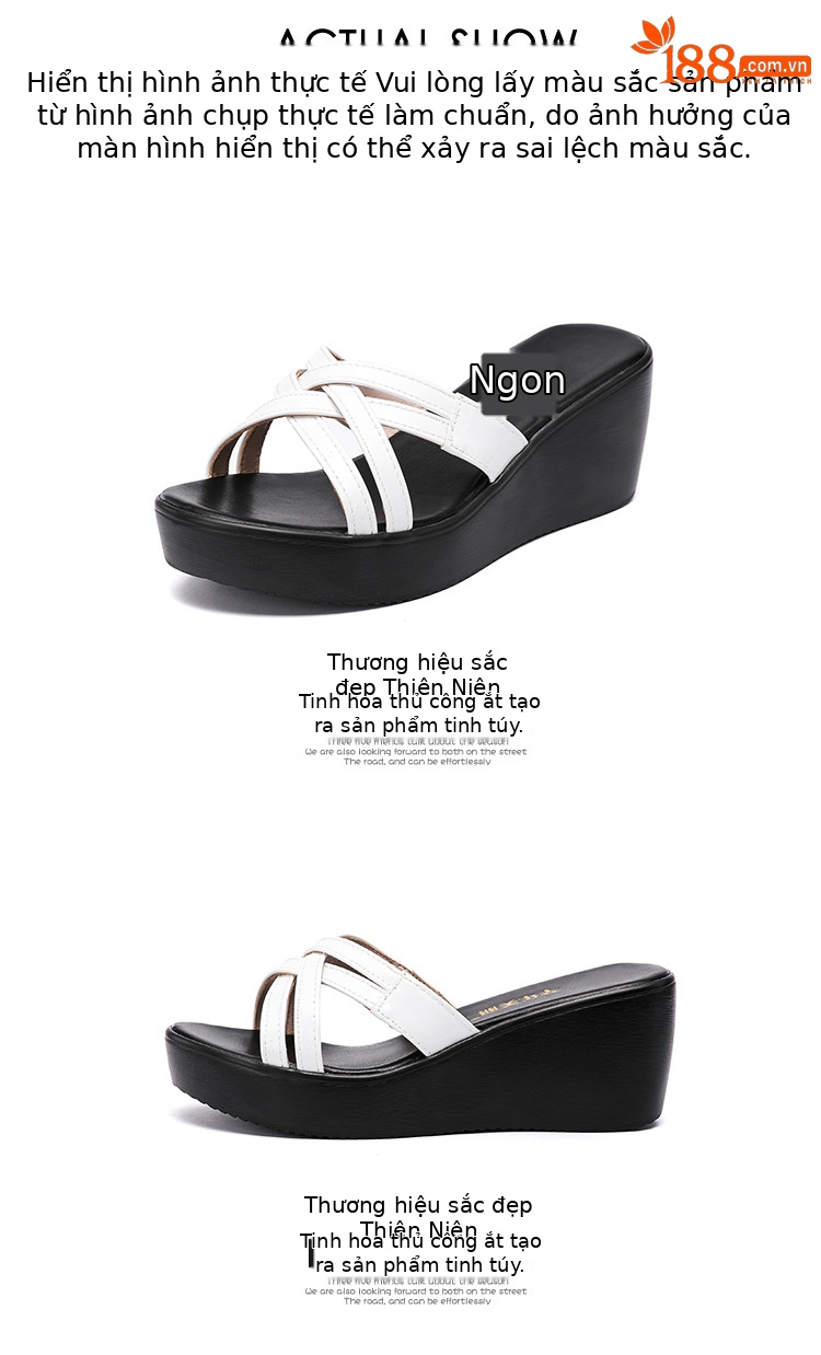 Dép sandal nữ đế xuồng cao trung bình 6 cm, quai chữ V, phong cách hè 2025 — Da sơn vàng 6cm, Da bóng đen, cao 6cm, Da bóng trắng, cao 6cm, Nhám đen 6cm chi tiết 17