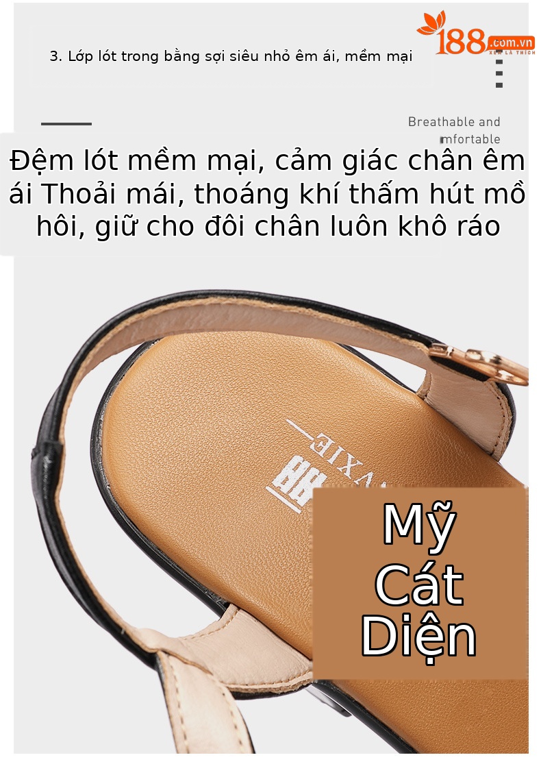 Sandal cao gót nữ quai ngang đế xuồng chống nước hở mũi gót 8 cm — Màu đỏ 8cm, trắng 8cm, đen 8cm chi tiết 6
