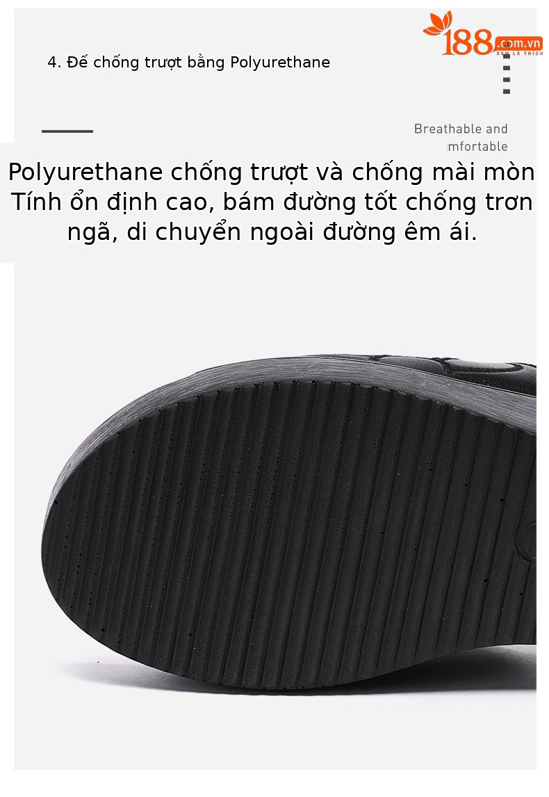 Dép quai ngang nữ đế xuồng platform đục lỗ mũi hở — Màu đen chi tiết 5