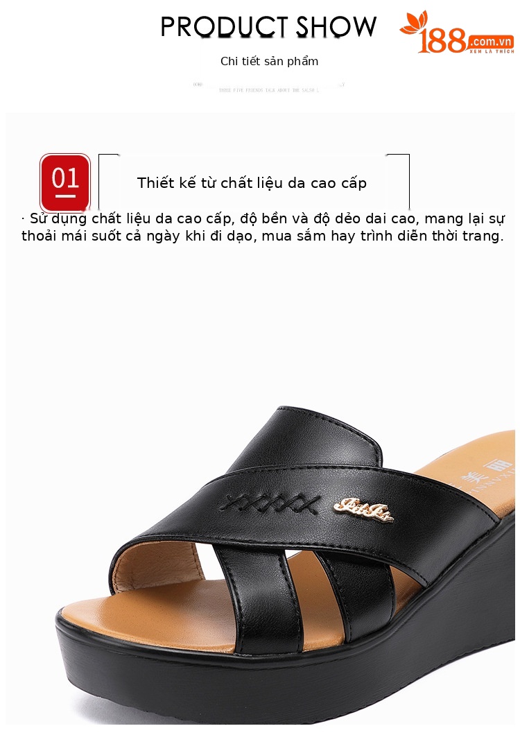 Dép sandal nữ xỏ ngón đế xuồng cao gót 9 cm mũi hở phong cách mùa hè 2025 — Màu đen, Màu trắng, Màu đỏ chi tiết 7