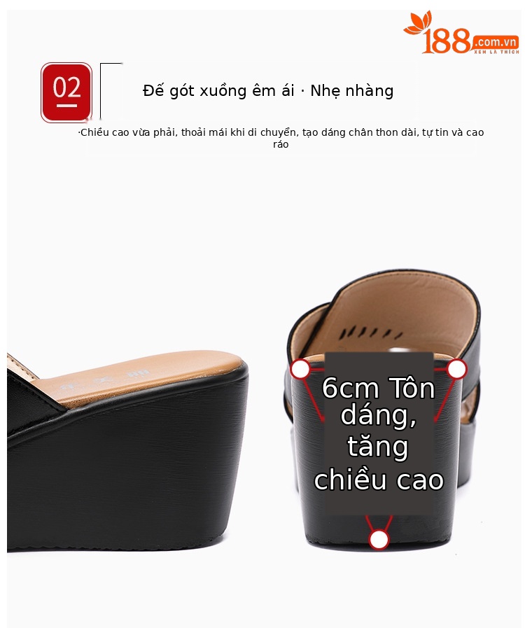 Dép sandal nữ xỏ ngón đế xuồng cao gót 9 cm mũi hở phong cách mùa hè 2025 — Màu đen, Màu trắng, Màu đỏ chi tiết 8
