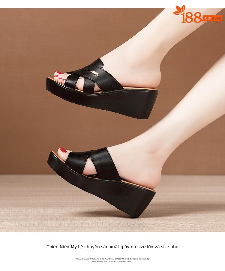 Dép sandal nữ xỏ ngón đế xuồng cao gót 9 cm mũi hở phong cách mùa hè 2025 — Màu đen, Màu trắng, Màu đỏ chi tiết 12