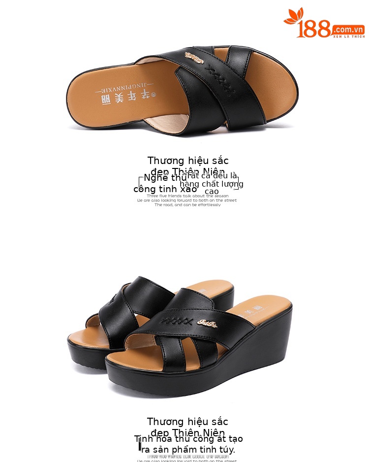 Dép sandal nữ xỏ ngón đế xuồng cao gót 9 cm mũi hở phong cách mùa hè 2025 — Màu đen, Màu trắng, Màu đỏ chi tiết 16