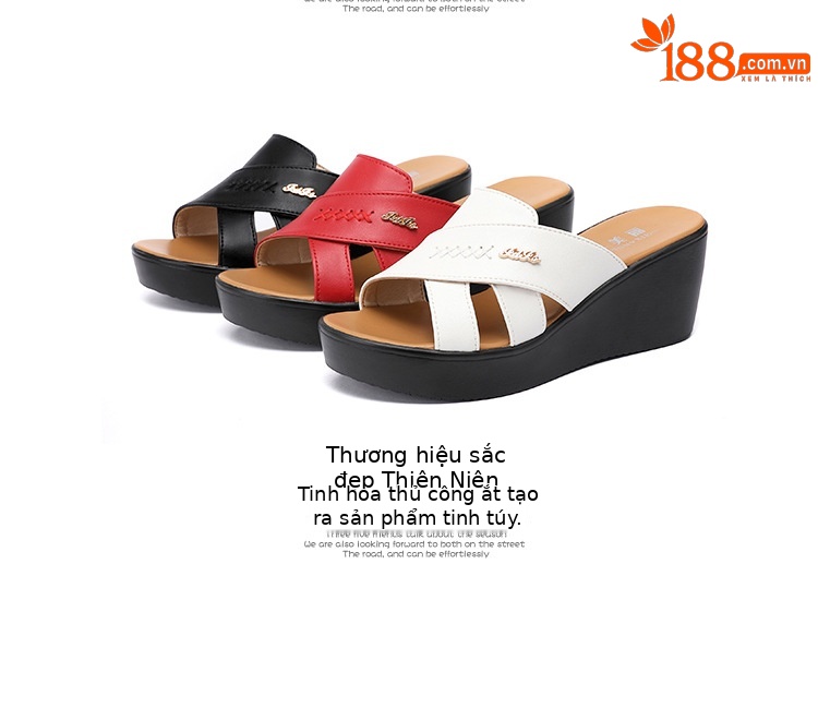 Dép sandal nữ xỏ ngón đế xuồng cao gót 9 cm mũi hở phong cách mùa hè 2025 — Màu đen, Màu trắng, Màu đỏ chi tiết 17