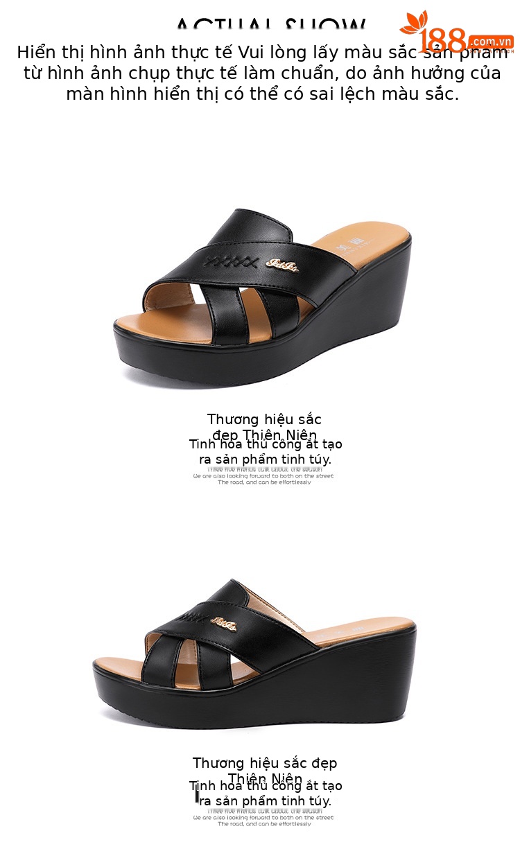 Dép sandal nữ xỏ ngón đế xuồng cao gót 9 cm mũi hở phong cách mùa hè 2025 — Màu đen, Màu trắng, Màu đỏ chi tiết 15