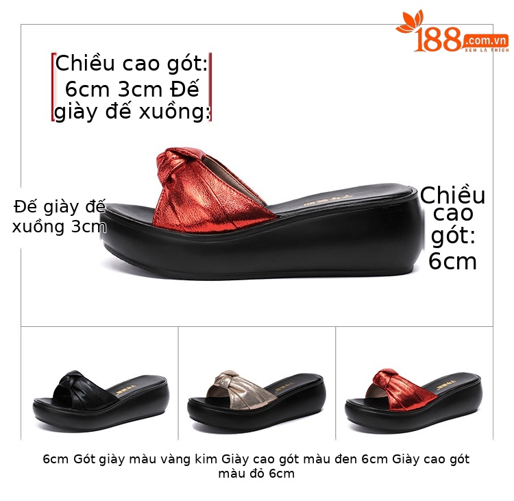 Dép sandal nữ đế xuồng platform gót trung bình chống nước mùa hè 2025 — Màu đen, Màu vàng, Màu đỏ chi tiết 5