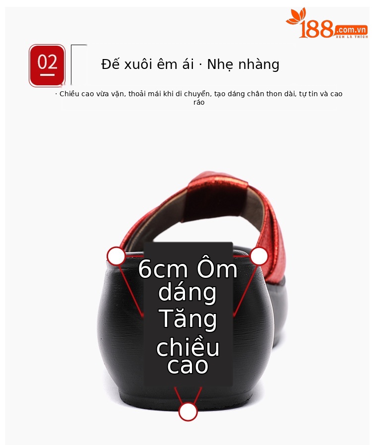 Dép sandal nữ đế xuồng platform gót trung bình chống nước mùa hè 2025 — Màu đen, Màu vàng, Màu đỏ chi tiết 7