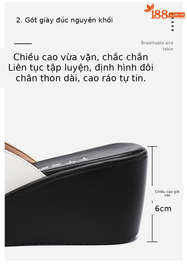 Dép quai ngang đính đá cao gót nữ đế xuồng 6 cm mũi cá miệng — Đỏ 6cm, Màu trắng 6cm, Màu đen 6cm chi tiết 5
