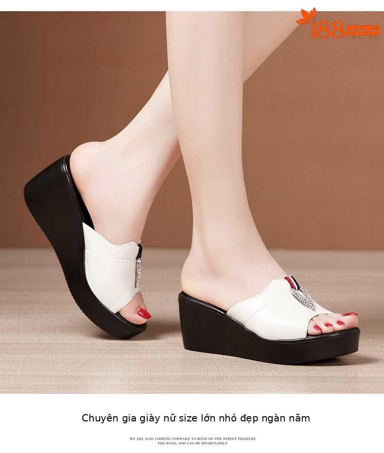 Dép quai ngang đính đá cao gót nữ đế xuồng 6 cm mũi cá miệng — Đỏ 6cm, Màu trắng 6cm, Màu đen 6cm chi tiết 10