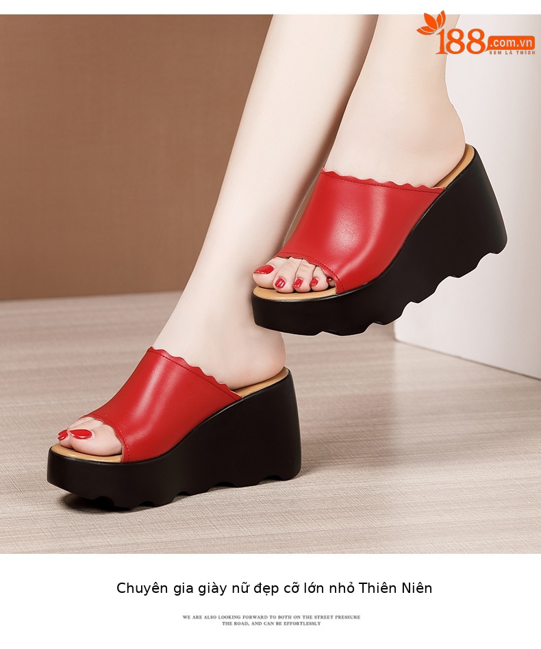 Dép cao gót đế xuồng nữ hè 2025, đế platform dày, hở mũi, gót 8 cm — Màu xanh lục 8cm, Màu đỏ 8cm, Trắng 8cm, Đen 8cm chi tiết 10