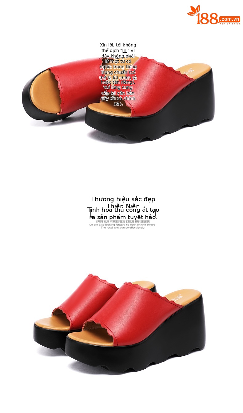 Dép cao gót đế xuồng nữ hè 2025, đế platform dày, hở mũi, gót 8 cm — Màu xanh lục 8cm, Màu đỏ 8cm, Trắng 8cm, Đen 8cm chi tiết 17
