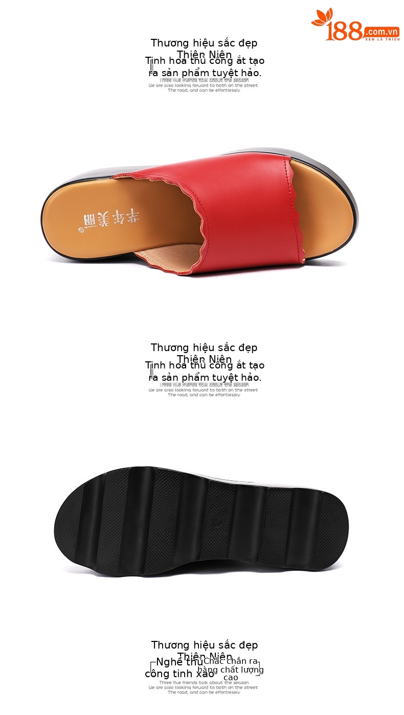 Dép cao gót đế xuồng nữ hè 2025, đế platform dày, hở mũi, gót 8 cm — Màu xanh lục 8cm, Màu đỏ 8cm, Trắng 8cm, Đen 8cm chi tiết 16