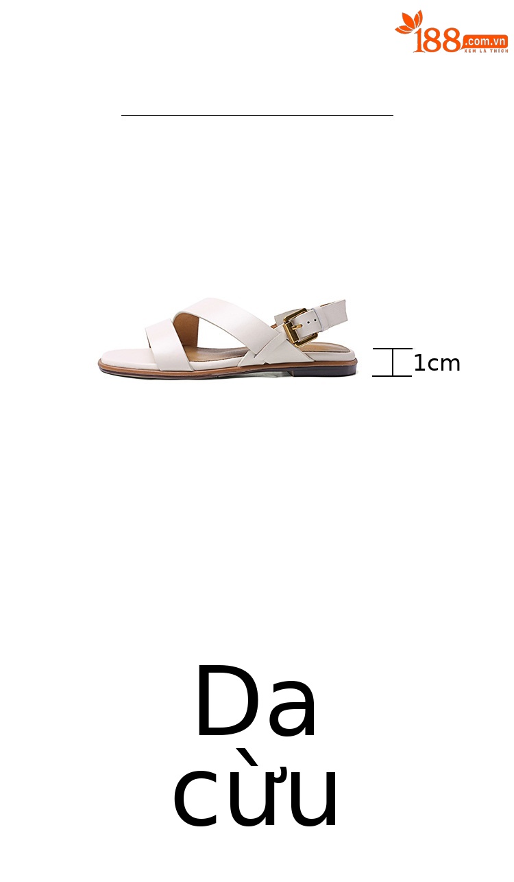 Sandal nữ đế bệt phong cách La Mã da bò hở ngón mùa hè — Màu nâu chi tiết 6