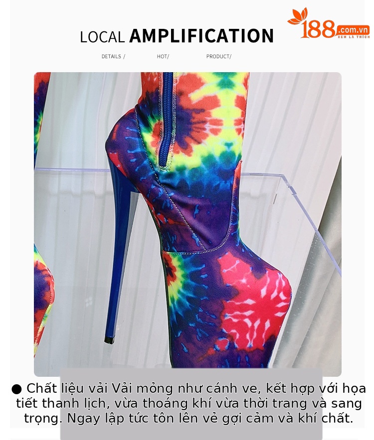 Boot nữ da lộn cổ cao quá đầu gối gót nhọn 20 cm — Màu đen chi tiết 1