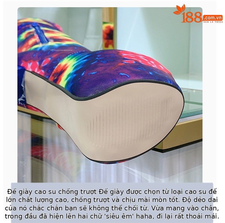 Boot nữ da lộn cổ cao quá đầu gối gót nhọn 20 cm — Màu đen chi tiết 3