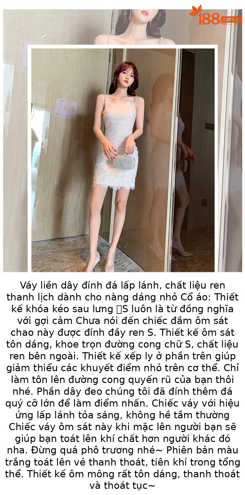 Đầm ren ôm body nữ dáng ngắn gợi cảm — [Trắng], [Đen] chi tiết 1