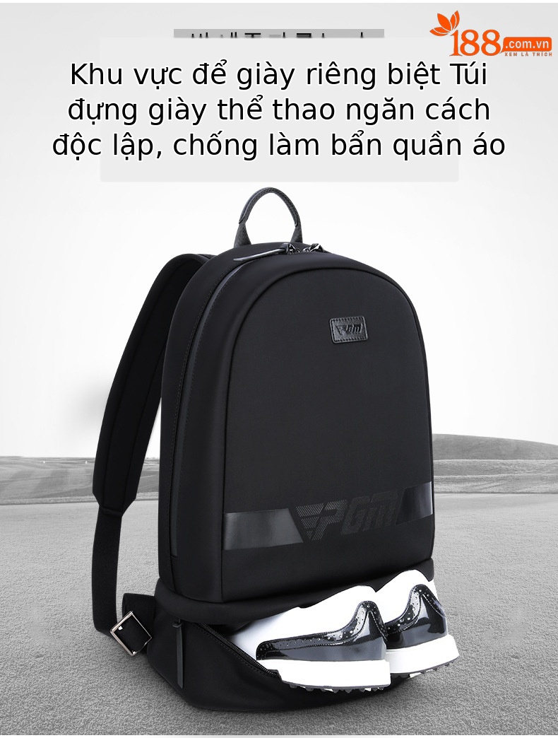 Ba lô golf PGM hai lớp dung tích lớn, có ngăn giày riêng, xách tay tiện lợi — Ba lô hai lớp YWB031 màu đen chi tiết 3