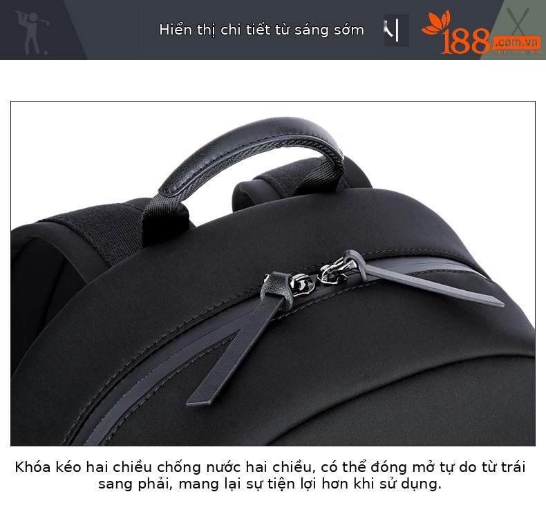 Ba lô golf PGM hai lớp dung tích lớn, có ngăn giày riêng, xách tay tiện lợi — Ba lô hai lớp YWB031 màu đen chi tiết 10