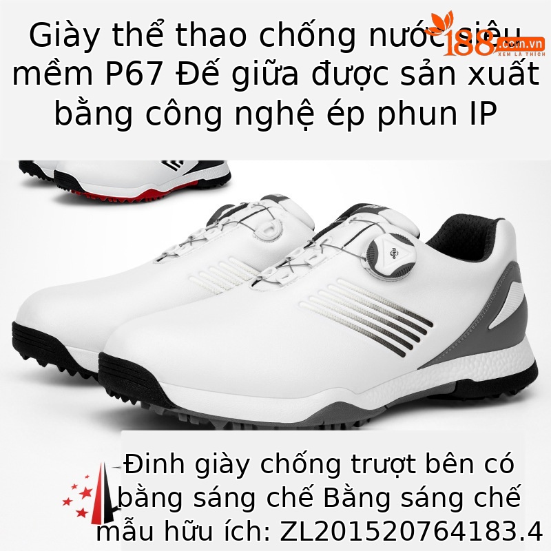 Giày golf PGM chống thấm nước nam, đế chống trượt, dây xoay tiện lợi — XZ152 trắng xám đỏ, XZ152 trắng đỏ