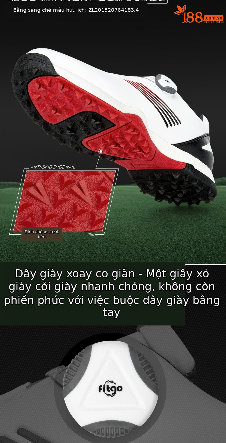 Giày golf PGM chống thấm nước nam, đế chống trượt, dây xoay tiện lợi — XZ152 trắng xám đỏ, XZ152 trắng đỏ chi tiết 3