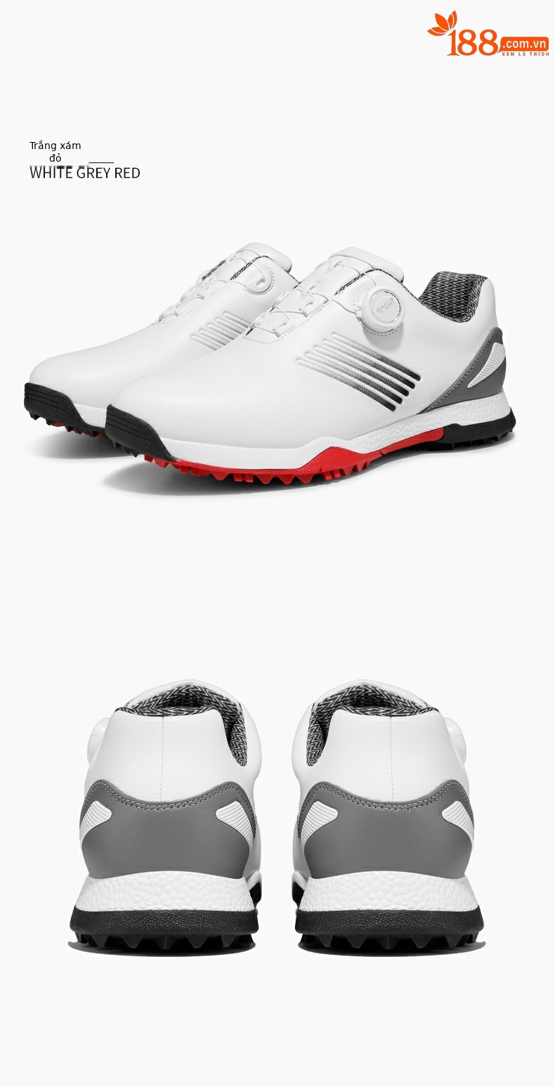 Giày golf PGM chống thấm nước nam, đế chống trượt, dây xoay tiện lợi — XZ152 trắng xám đỏ, XZ152 trắng đỏ chi tiết 13