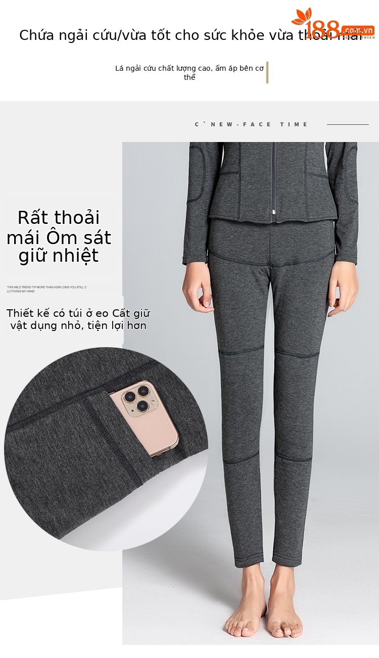 Quần legging nam lót lông cừu chống lạnh mùa đông, eo cao giữ nhiệt cashmere dày — YF20811 lót lông nam chi tiết 2