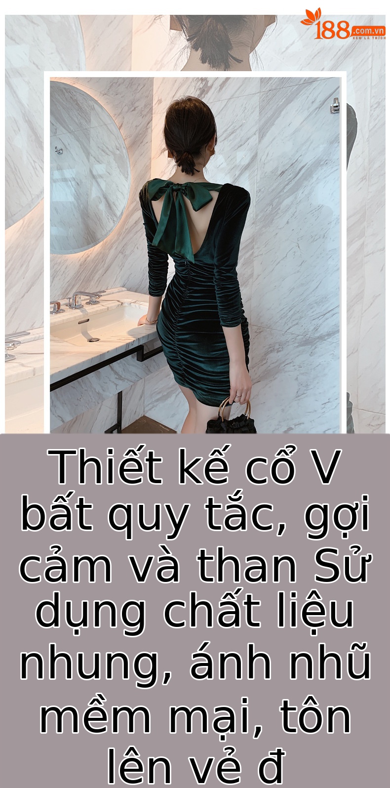 Đầm nhung dài tay ôm dáng dạ hội thiết kế tinh tế — Màu xanh lá chi tiết 1