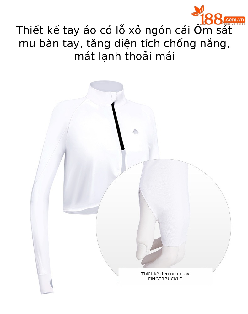 Áo chống nắng nữ cổ đứng PGM tay dài chất liệu lụa lạnh thoáng khí — YF302 Áo Chống Nắng Nữ Cổ Đứng màu trắng, YF302 Áo Chống Nắng Nữ Cổ Đứng màu hồng chi tiết 14