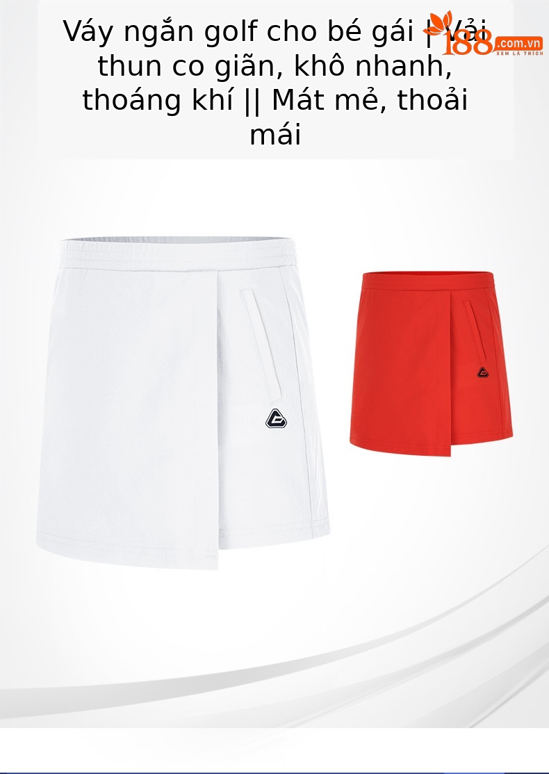 Váy golf nữ trẻ em PGM dáng chữ A thoáng khí nhanh khô — QZ064 màu trắng, QZ064 màu đen, QZ064 Màu Đỏ chi tiết 2