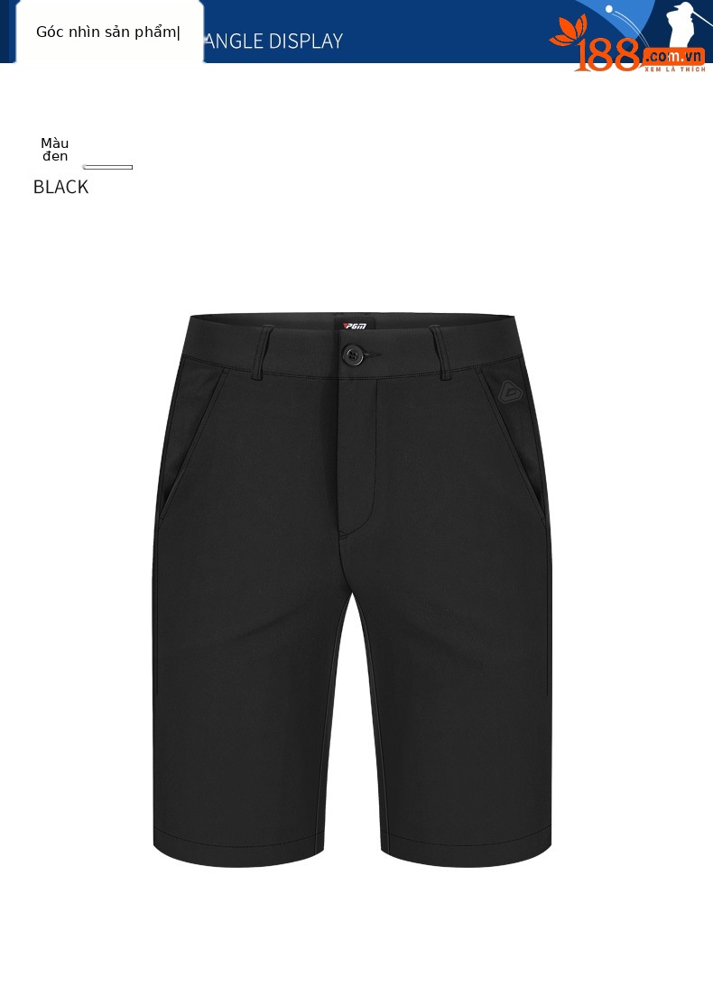 Quần short golf nam thể thao mùa hè co giãn cao thoáng khí — KUZ075 màu trơn quần short màu đen, KUZ075 màu trơn quần short màu xám chi tiết 7