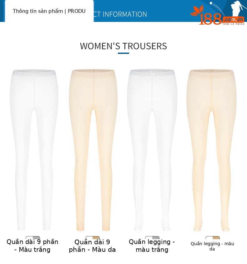 Quần legging golf nữ dài chống nắng, chất lụa lạnh mềm mịn, thiết kế có chân đạp, co giãn cao — KUZ088 màu da, KUZ089 quần gi-trắng, KUZ089 quần gi-xám nhạt, KUZ088 màu trắng chi tiết 4