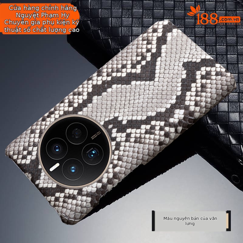 Ốp lưng iPhone da rắn tự nhiên vân cá sấu chống sốc — Lưng màu nguyên bản, Bụng màu nguyên bản, Màu đen bụng