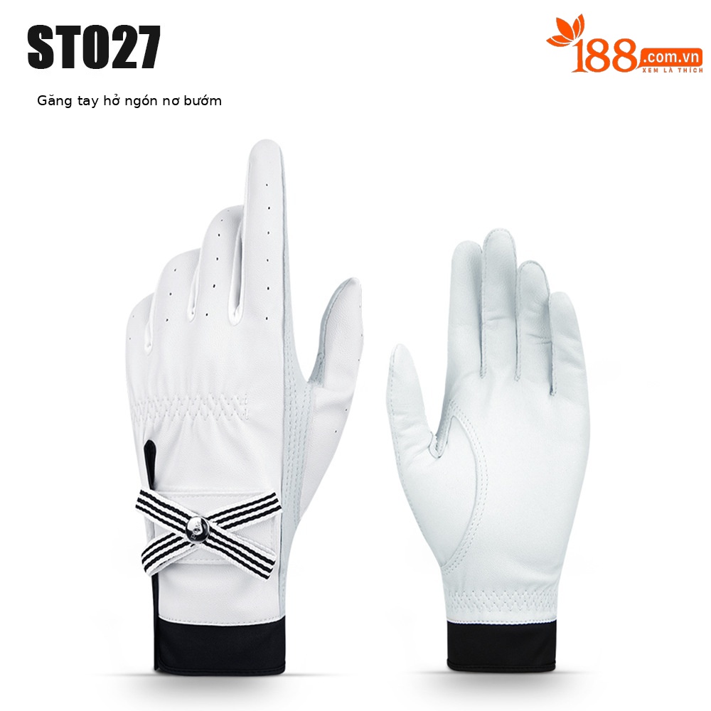Găng tay chơi gôn nữ PGM da cừu chống trượt Velcro — Găng Tay Nơ Nữ ST027, Găng Tay Nơ Nữ ST030 (Ngón Tay hở)