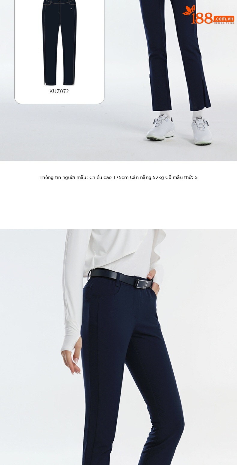 Quần tây nữ golf PGM dài 9 phân co giãn mùa hè — Kuz072-quần chín tấc màu trắng, Kuz072-quần chín tấc Màu Đỏ, Kuz072-quần chín tấc màu xanh nước ngoài, KUZ072 quần chín phân màu đen chi tiết 6