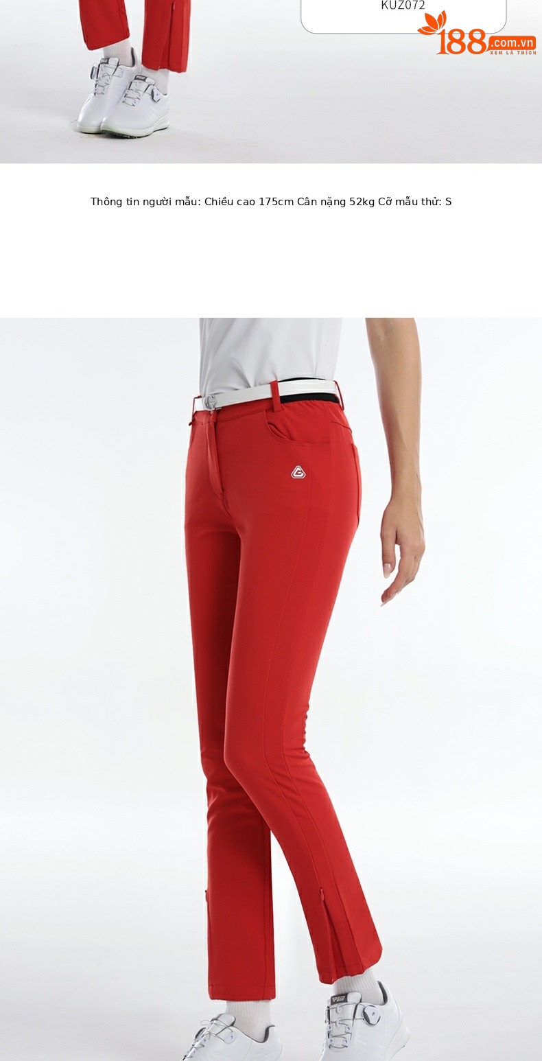 Quần tây nữ golf PGM dài 9 phân co giãn mùa hè — Kuz072-quần chín tấc màu trắng, Kuz072-quần chín tấc Màu Đỏ, Kuz072-quần chín tấc màu xanh nước ngoài, KUZ072 quần chín phân màu đen chi tiết 13