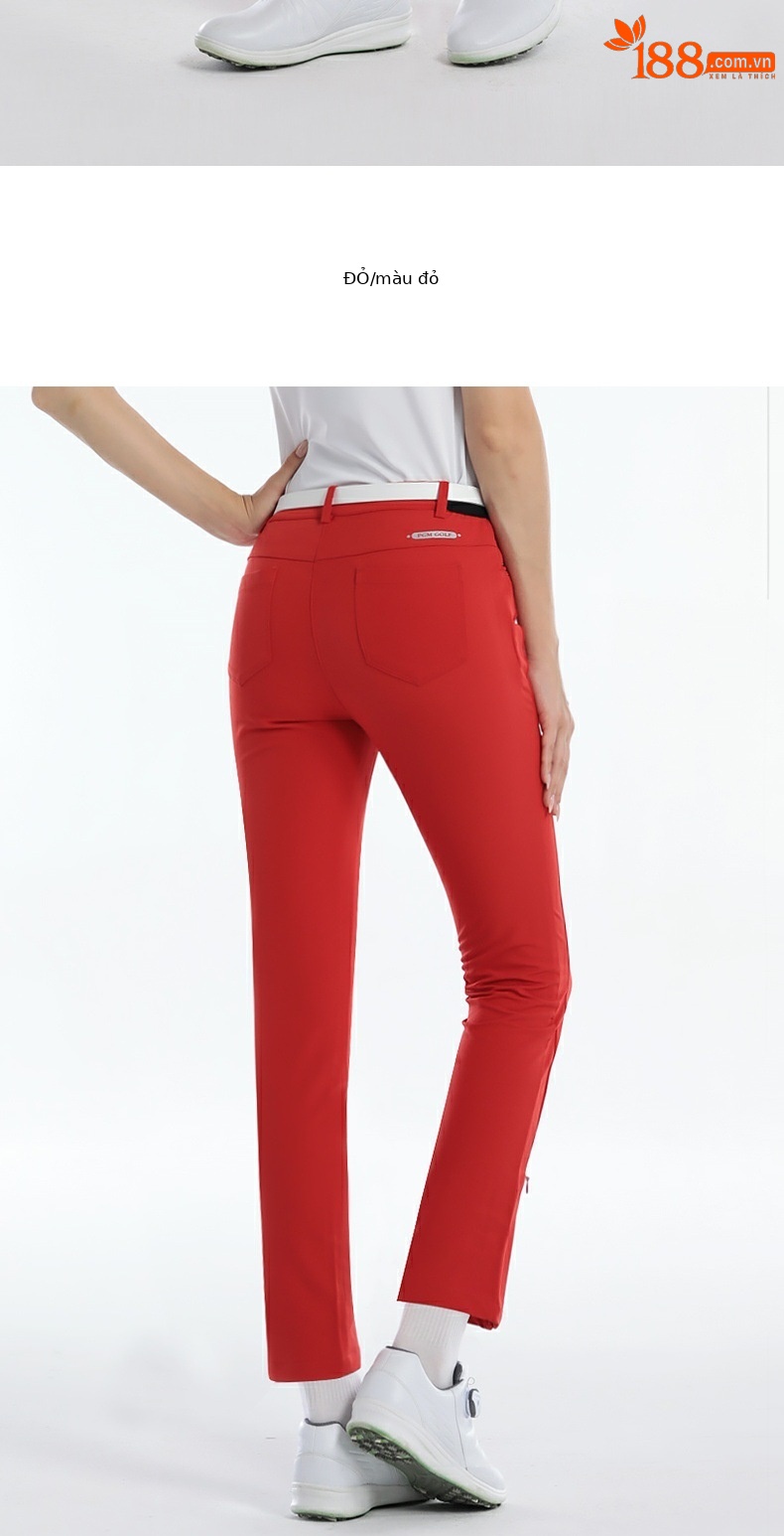 Quần tây nữ golf PGM dài 9 phân co giãn mùa hè — Kuz072-quần chín tấc màu trắng, Kuz072-quần chín tấc Màu Đỏ, Kuz072-quần chín tấc màu xanh nước ngoài, KUZ072 quần chín phân màu đen chi tiết 14
