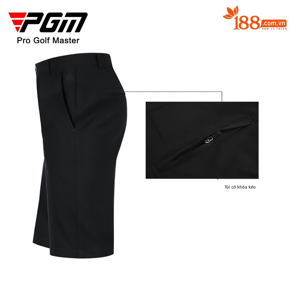 Quần short golf nam PGM vải co giãn cao thoáng khí — Quần short nam màu trơn KUZ077 màu đen, Quần short nam màu trơn KUZ077 màu xanh nước ngoài