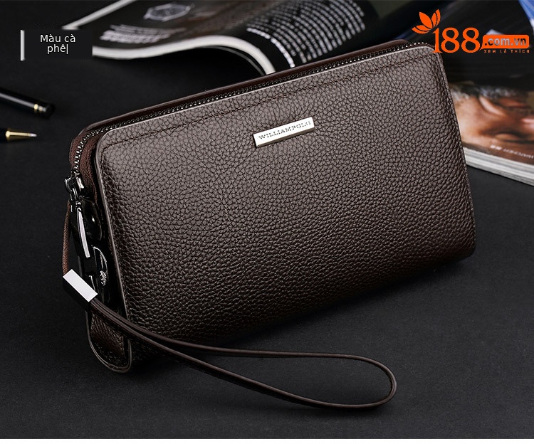 Ví cầm tay nam da thật khóa mật khẩu Emperor Paul – clutch da cao cấp nhiều ngăn chi tiết 14