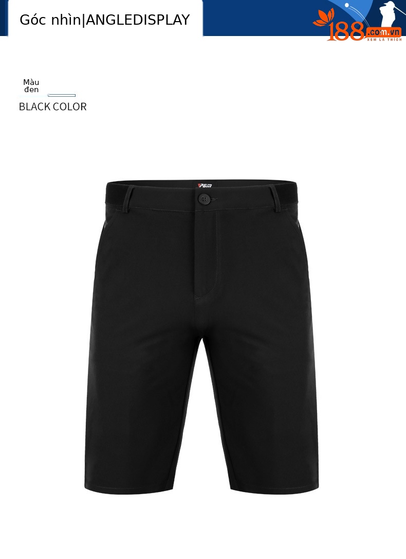 Quần short golf nam PGM ống giữa co giãn thoáng khí — KUZ076 màu xám, KUZ076 màu trắng, KUZ076 màu đen chi tiết 6