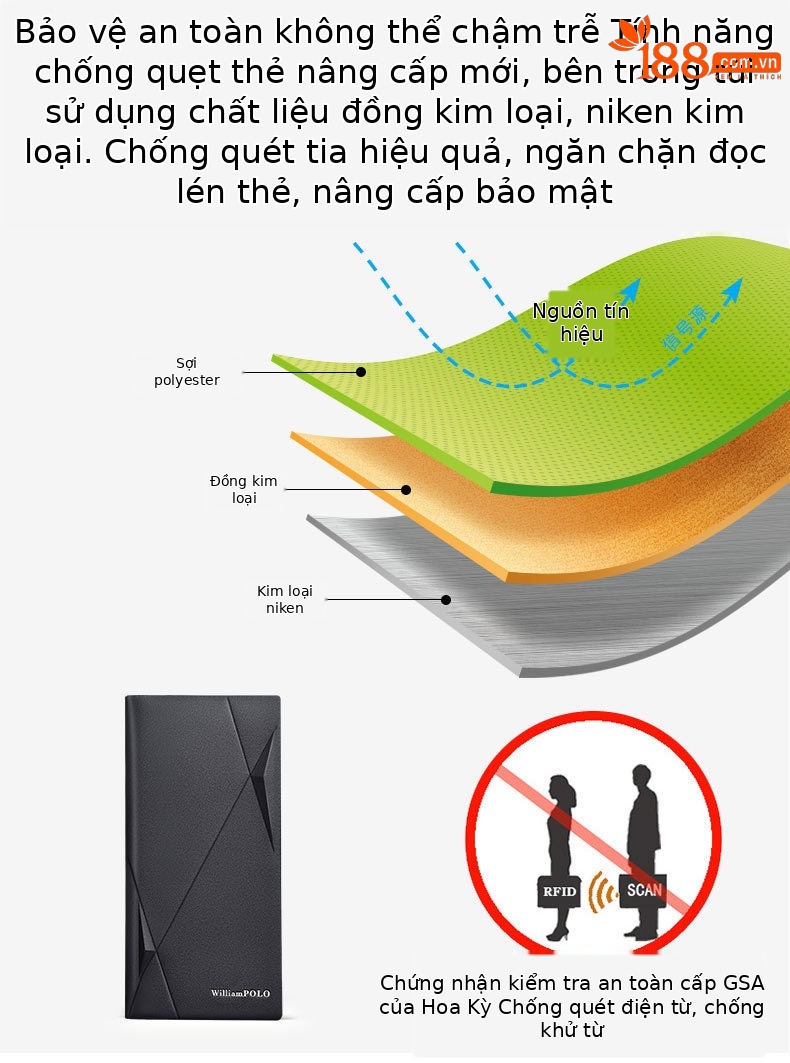Ví da bò thật nam dài nhiều ngăn thẻ cầm tay có khóa kéo Emperor Paul chi tiết 2