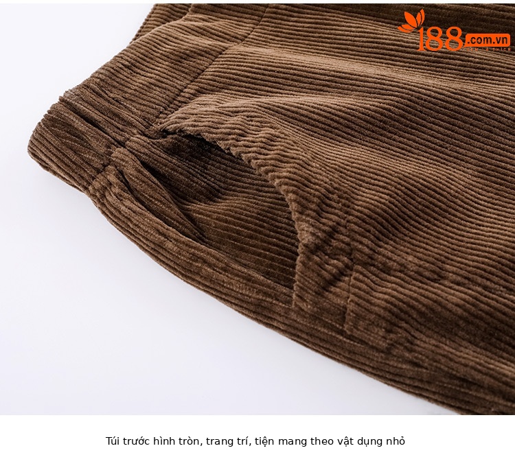 Quần culottes nữ ống rộng nhung kẻ dáng harem — Màu đen chi tiết 16